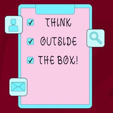Word writing text Think Outside The Box. Business concept for Thinking of new Stock Illustration