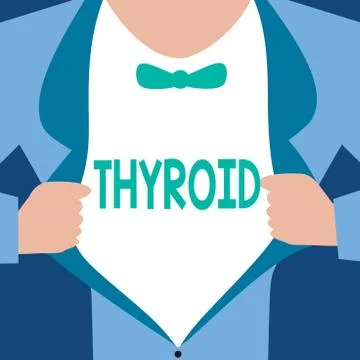 Word writing text Thyroid. Business concept for Gland in neck Secretes hormones Stock Illustration