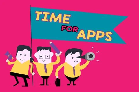 Word writing text Time For Apps. Business concept for The best fullfeatured Illustrazione stock
