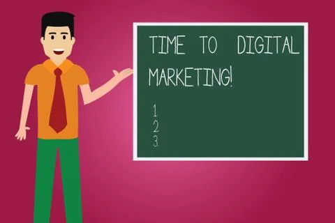 Word writing text Time To Digital Marketing. Business concept for Modern online Illustrazione stock