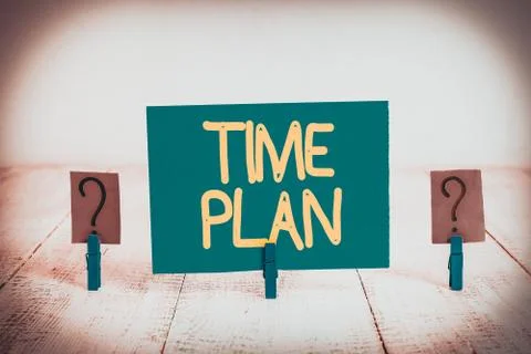 Word writing text Time Plan. Business concept for a system for paying for goods Fotos Stock