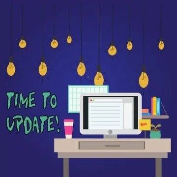 Word writing text Time To Update. Business concept for this right moment to make Stock Illustration