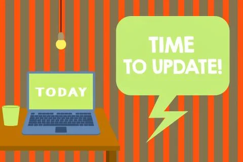 Word writing text Time To Update. Business concept for this right moment to make Stock Illustration