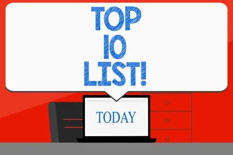 Word writing text Top 10 List. Business concept for highest ranked demonstrat Stock Illustration