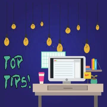 Word writing text Top Tips. Business concept for small but particularly useful Stock Illustration