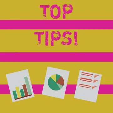 Word writing text Top Tips. Business concept for small but particularly usefu Stock Illustration
