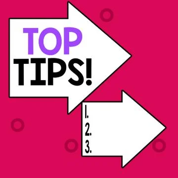 Word writing text Top Tips. Business concept for small but particularly useful Stock Illustration