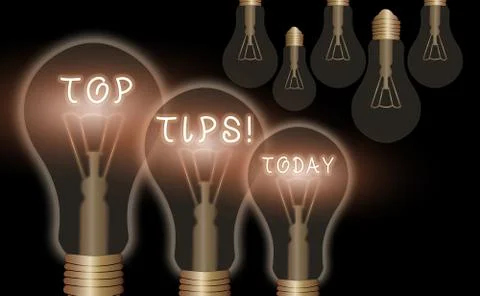 Word writing text Top Tips. Business concept for small but particularly useful Stock Illustration