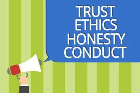 Word writing text Trust Ethics Honesty Conduct. Business concept for connotes Stock Illustration