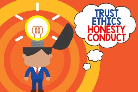 Word writing text Trust Ethics Honesty Conduct. Business concept for connotes Stock Illustration