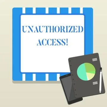Word writing text Unauthorized Access. Business concept for use of a computer or Illustrazione stock
