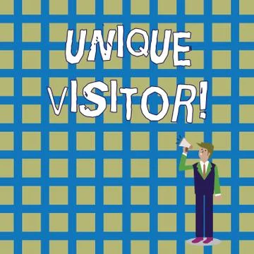 Word writing text Unique Visitor. Business concept for Individuals who have Stock Illustration