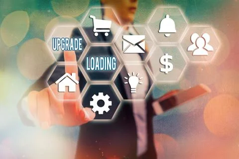 Word writing text Upgrade Loading. Business concept for advancement of Foto stock