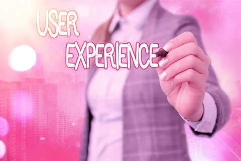 Word writing text User Experience. Business concept for how an individual reacts Stock Photos