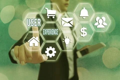 Word writing text User Experience. Business concept for how an individual reacts Stock Photos