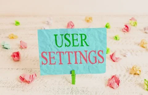 Word writing text User Settings. Business concept for Configuration of Stock Photos