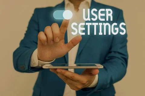 Word writing text User Settings. Business concept for Configuration of Stock Photos