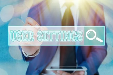 Word writing text User Settings. Business concept for Configuration of Stock Photos
