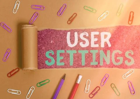 Word writing text User Settings. Business concept for Configuration of Stock Photos