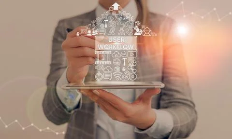 Word writing text User Workflow. Business concept for orchestrated and Foto stock