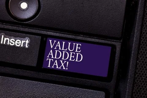 Word writing text Value Added Tax. Business concept for Amount of money added to Stock Photos