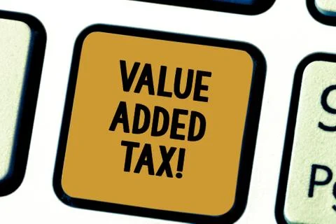Word writing text Value Added Tax. Business concept for Amount of money added to 스톡 사진