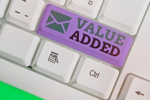 Word writing text Value Added. Business concept for the extra value created over Stock Photos