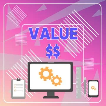 Word writing text Value Dolar. Business concept for the worth of the process id Stock Illustration