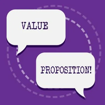 Word writing text Value Proposition. Business concept for innovation service  Illustrazione stock
