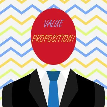 Word writing text Value Proposition. Business concept for innovation service Illustrazione stock