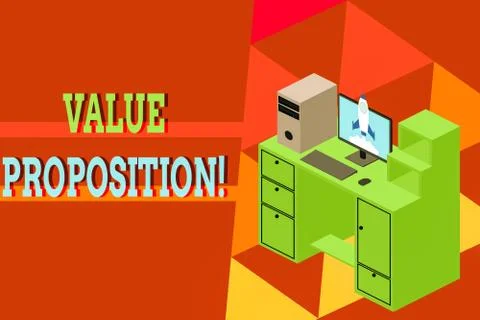 Word writing text Value Proposition. Business concept for innovation service Illustrazione stock
