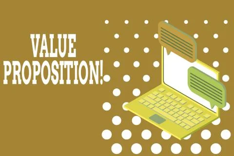 Word writing text Value Proposition. Business concept for innovation service Illustrazione stock