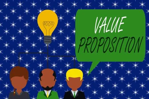 Word writing text Value Proposition. Business concept for feature intended to Stock Illustration