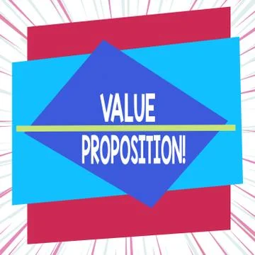 Word writing text Value Proposition. Business concept for innovation service Illustrazione stock