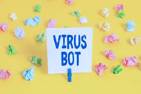 Word writing text Virus Bot. Business concept for malicious selfpropagating 库存照片