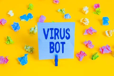 Word writing text Virus Bot. Business concept for malicious selfpropagating 库存照片