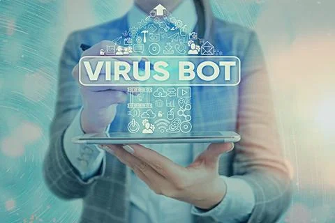 Word writing text Virus Bot. Business concept for malicious selfpropagating 库存照片