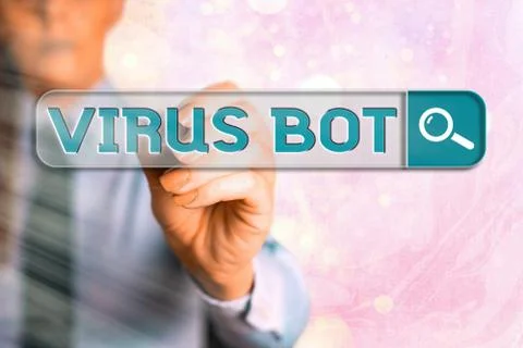 Word writing text Virus Bot. Business concept for malicious selfpropagating 库存照片