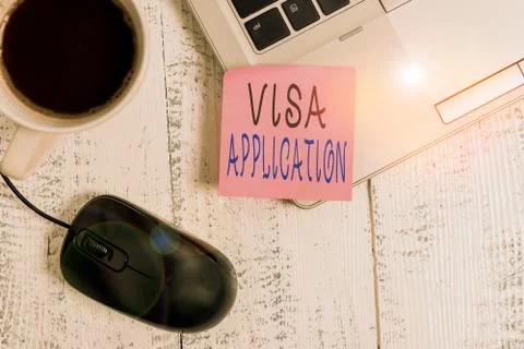 Word writing text Visa Application. Business concept for an process of getting Stock Photos