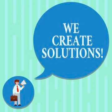 Word writing text We Create Solutions. Business concept for way to solve problem Illustrazione stock