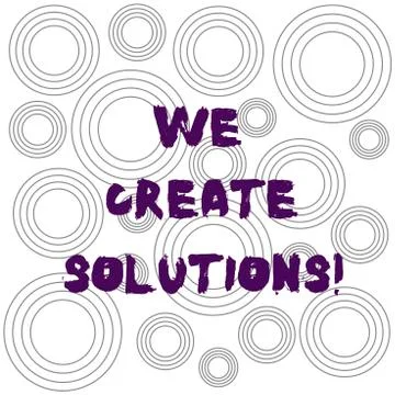 Word writing text We Create Solutions. Business concept for way to solve problem Illustrazione stock