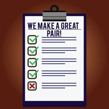 Word writing text We Make A Great Pair. Business concept for Perfect couple or Ilustração Stock