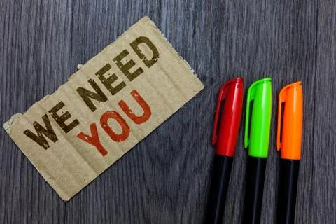 Word writing text We Need You. Business concept for Employee Help Need Workers Stock Photos