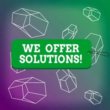 Word writing text We Offer Solutions. Business concept for way to solve problem Illustrazione stock