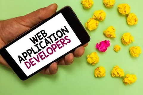 Word writing text Web Application Developers. Business concept for Internet p Stock Photos