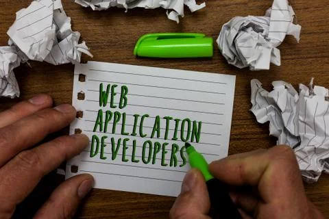 Word writing text Web Application Developers. Business concept for Internet Stock Photos