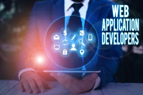 Word writing text Web Application Developers. Business concept for Internet Stock Photos