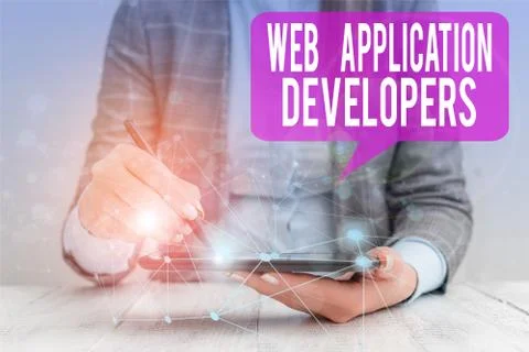 Word writing text Web Application Developers. Business concept for Internet Stock Photos