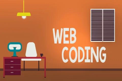 Word writing text Web Coding. Business concept for a system of symbols and rules Stock-Illustration