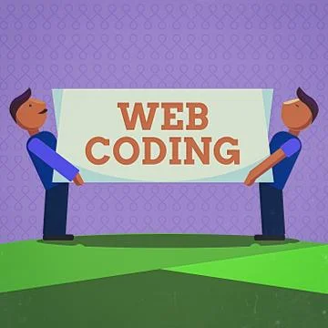 Word writing text Web Coding. Business concept for a system of symbols and rules Illustrazione stock